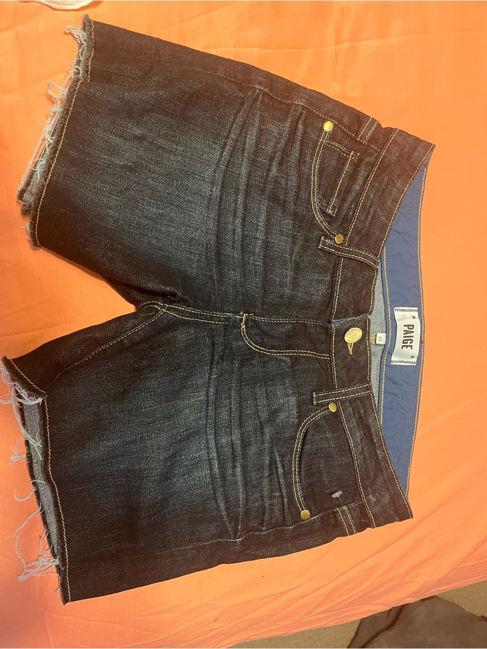 PAIGE Dark Blue Denim Jean Shorts